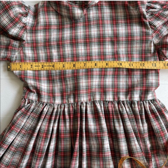 Vintage Handmade Plaid Girl Dress with Matching Bib Apron - Picture 11 of 16